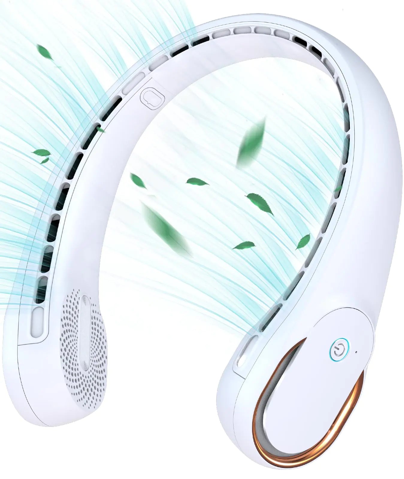 KIDEE Portable Bladeless Neck Fan – 3 Speeds, 4000mAh, 360° Airflow (White)