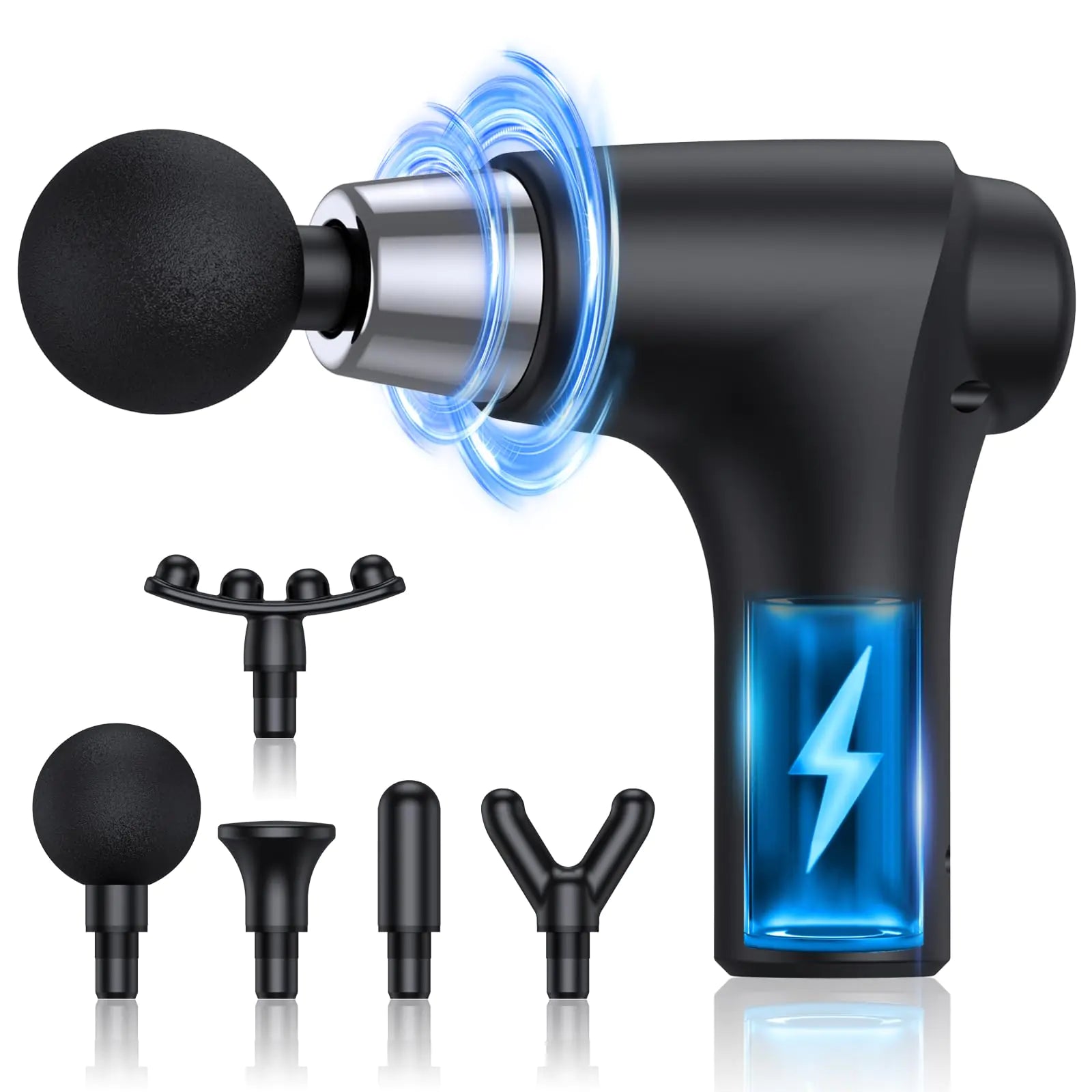 SORUDEL Deep Tissue Massage Gun – 6-Speed, 5 Heads